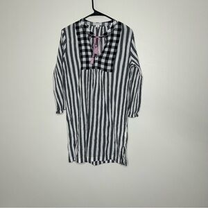 J. Crew Black and White Casual Dress with 3/4 Sleeves